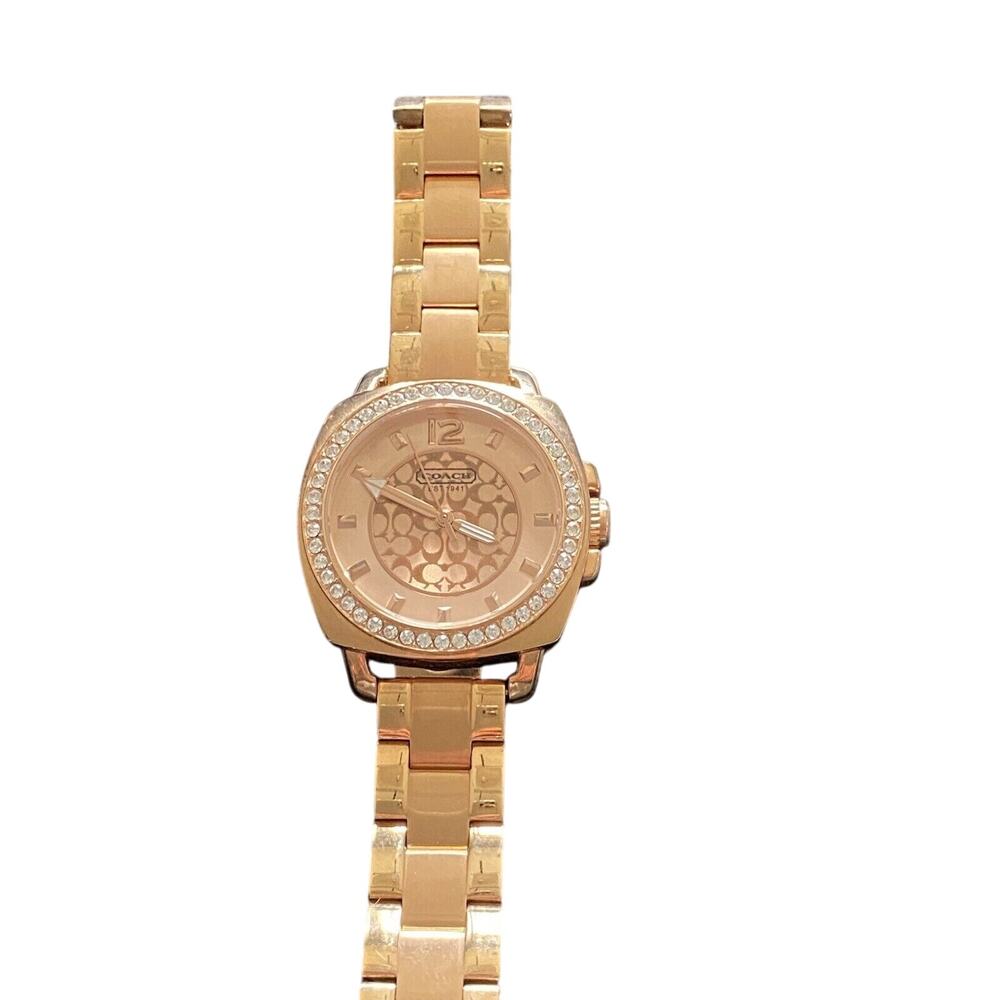 Coach Women's Boyfriend Mini Rose Gold Tone Bracelet 14501701 Womens Watch - Picture 1 of 8